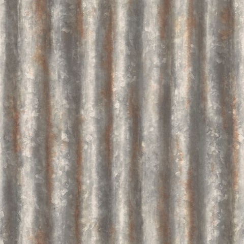 Kirkland Charcoal Corrugated Metal Wallpaper