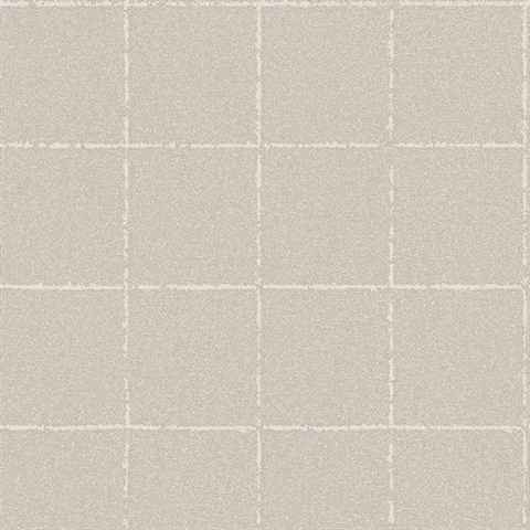 Kishi Dark Beige Tile Square Textured Wallpaper