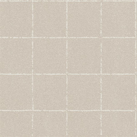 Kishi Dark Beige Tile Square Textured Wallpaper