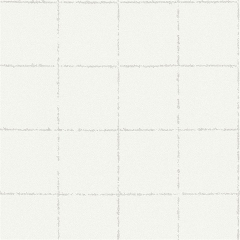 Kishi White Tile Square Textured Wallpaper