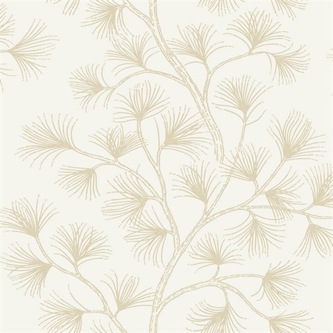 Kismine Gold & Ivory Botanical Trail Wallpaper