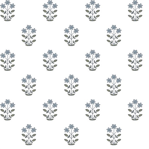 Kit Blue Heather Floral Wallpaper