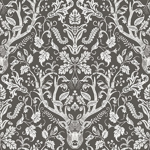Kiwassa Brown Antler Damask
