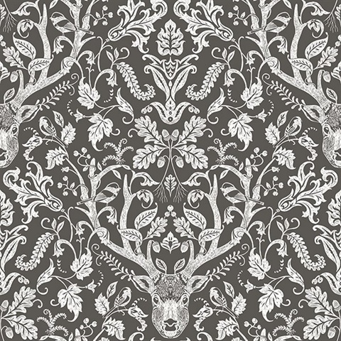 Kiwassa Brown Antler Damask