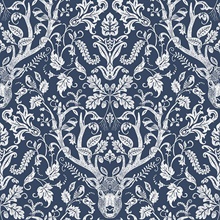 Kiwassa Navy Antler Damask