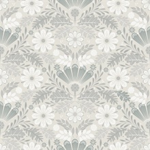 Klockrike Light Grey Botanical Floral Wallpaper