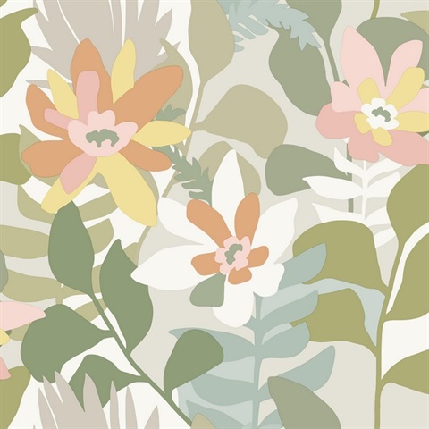 Koko Taupe Floral Wallpaper