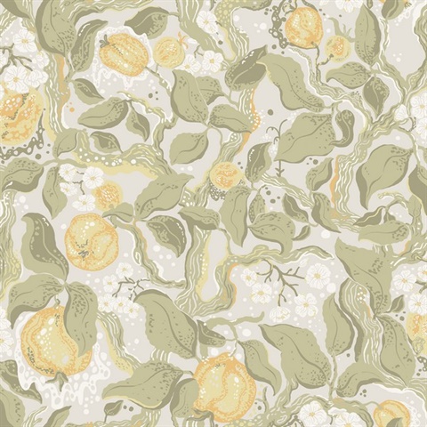 Kort Sage Fruit and Floral Wallpaper