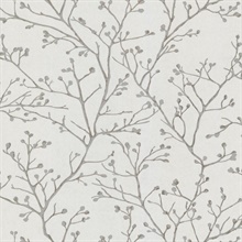 Koura Silver Tree Branches Metallic Wallpaper