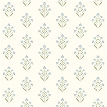 Kova Aquamarine Floral Crest Wallpaper