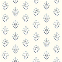Kova Blue Floral Crest Wallpaper