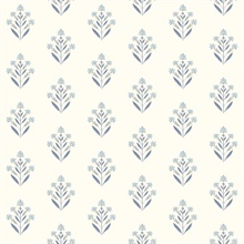 Kova Blue Floral Crest Wallpaper