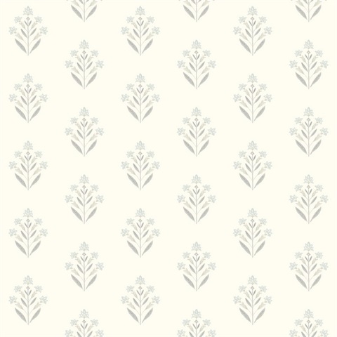 Kova Light Blue Floral Crest Wallpaper