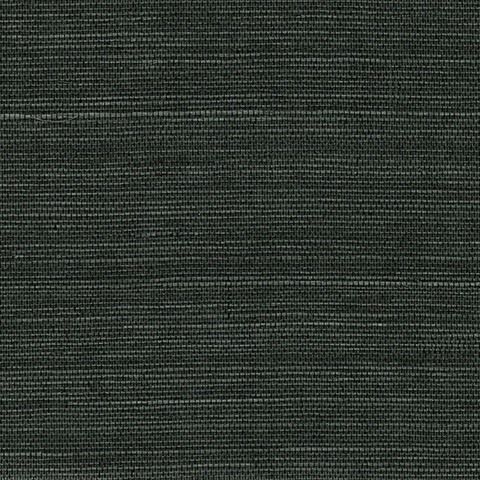 Kowloon Charcoal Black Sisal Grasscloth Wallpaper