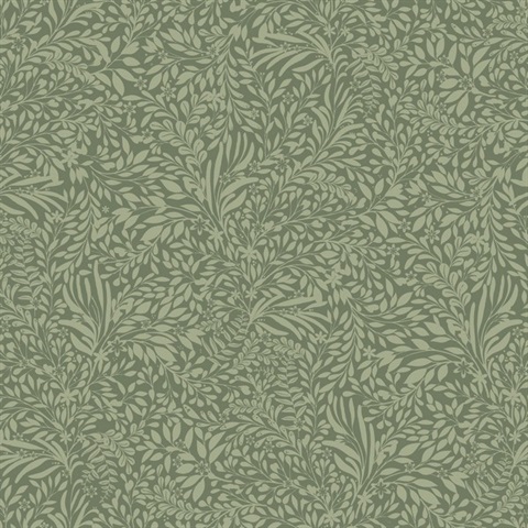 Kristina Evergreen Botanical Wallpaper