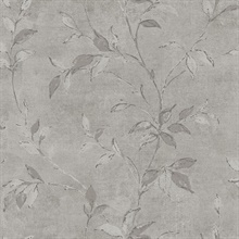 Kupari Silver Metallic Foil Painterly Leaf Wallpaper