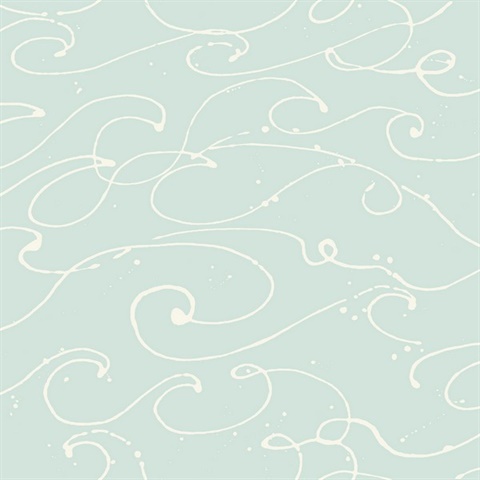 Kuroshio Aqua Ocean Wave Ink Brushtroke Wallpaper