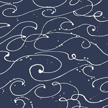 Kuroshio Navy Ocean Wave Ink Brushtroke Wallpaper