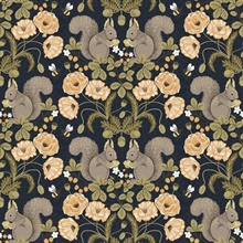 Kurre Dark Blue Woodland Squirrel Wallpaper