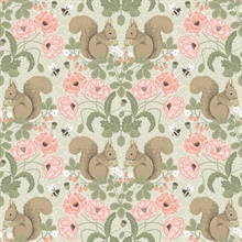 Kurre Pink Woodland Squirrel Wallpaper