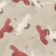 Kusama Neutral Painterly Textured Crane Wallpaper