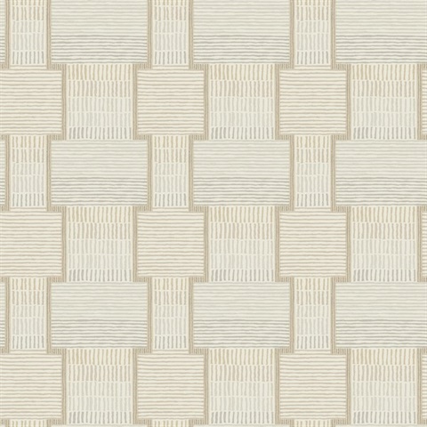 La Broderie Beige Geometric Sticthes Wallpaper