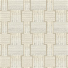 La Broderie Beige Geometric Sticthes Wallpaper