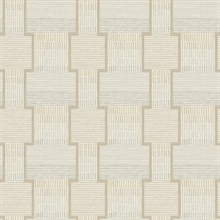 La Broderie Beige Geometric Sticthes Wallpaper