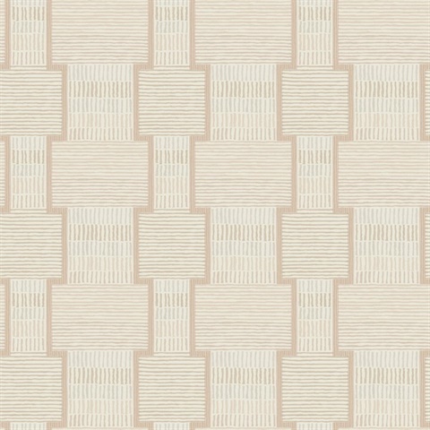 La Broderie Blush Geometric Sticthes Wallpaper