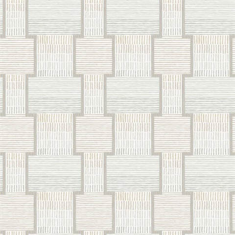 La Broderie Grey Geometric Sticthes Wallpaper