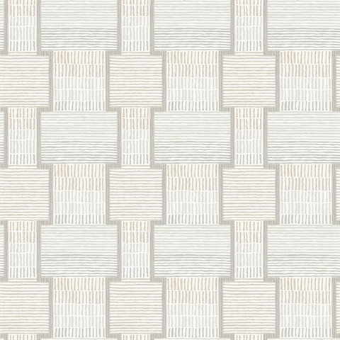 La Broderie Grey Geometric Sticthes Wallpaper