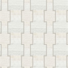 La Broderie Grey Geometric Sticthes Wallpaper