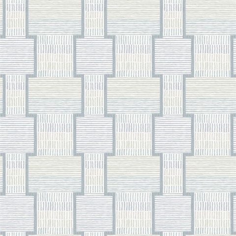 La Broderie Sky Blue Geometric Sticthes Wallpaper