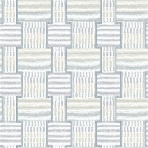 La Broderie Sky Blue Geometric Sticthes Wallpaper