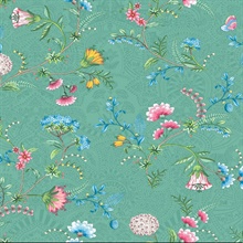 La Majorelle Green Ornate Floral Wallpaper