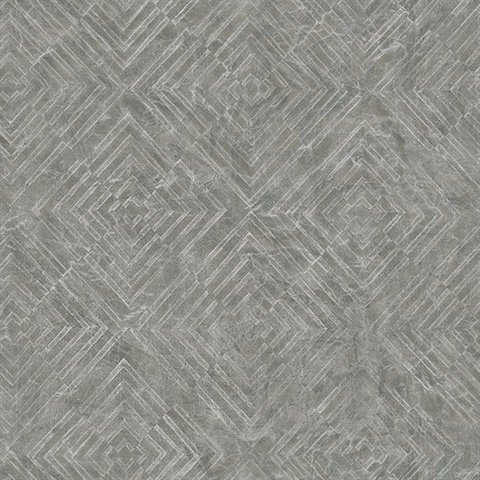 Labyrinth Pewter Geometric Wallpaper