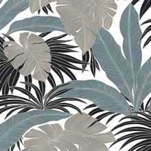 Laguna Leaf Botanical Bluestone & Grey Peel and Stick Wallpaper