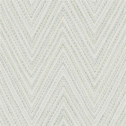 Lainey Green Stitched Chevron Wallpaper