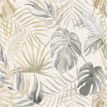 Lana Light Grey Large Tropical Leaf Wallpaper