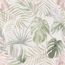 Lana Sage Large Tropical Leaf Wallpaper