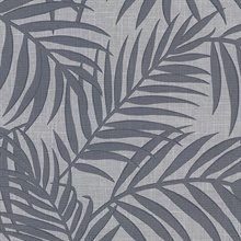 Lanai Pewter Fronds Tropical Leaf Wallpaper