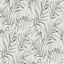 Lani Grey Coastal Leaves Wallpaper