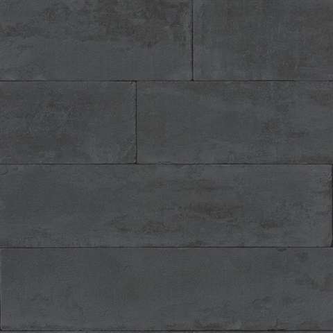 Lanier Black Stone Plank Textured Wallpaper