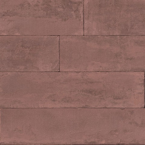 Lanier Oxblood Red Stone Plank Textured Wallpaper