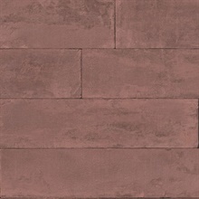 Lanier Oxblood Red Stone Plank Textured Wallpaper