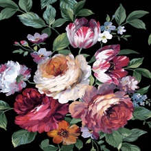 Large Bouquet Floral Ebony & Jewel Box Peel and Stick Wallpaper