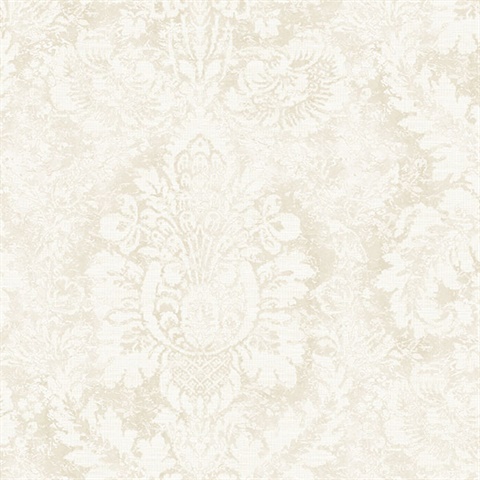 Large Damask Taupe & Cream Wallpaper