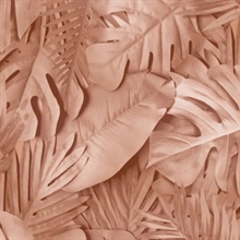 Large Photoreal Tropical Leaves Terracotta Wallpaper