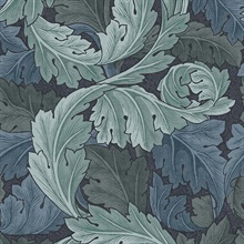 Large Victorian Acanthus Blue Wallpaper
