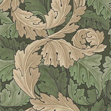 Large Victorian Acanthus Green Wallpaper